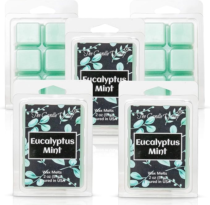 Eucalyptus Mint Wax Melts - 6-Pack/2oz Highly Scented Paraffin & Soy Blend Cubes - Refreshing Aromatherapy for Home & Office -Long-Lasting Fragrance for All Warmers -Hand-Poured in Greenfield, Indiana