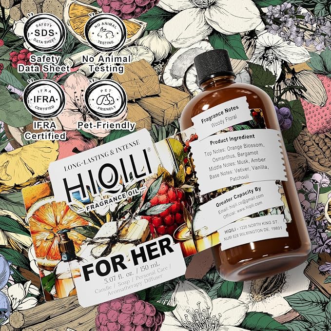 HIQILI for Her Fragrance Oil for Candle Making, Bath Bombs, Soap Making Supplies, Add to Body Lotion, Women Scented Oil - 5.07 Fl Oz