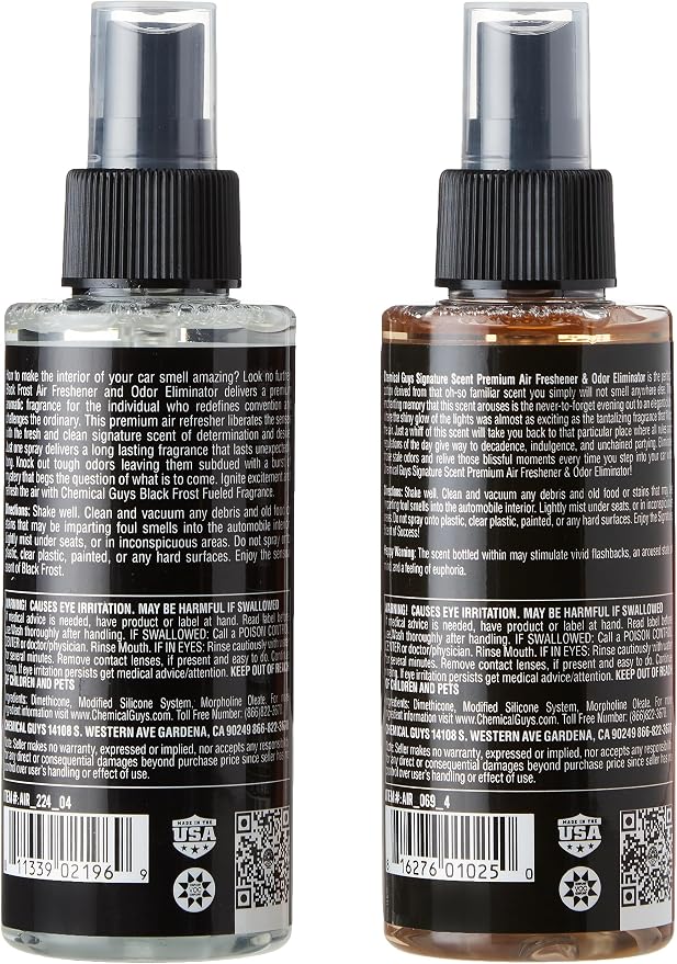 Chemical Guys AIR_302_04 Black Frost Scent and Signature Scent Combo Pack, Great for Cars, Trucks, SUVs, RVs, Home, Office & More (2-4 fl oz Items)