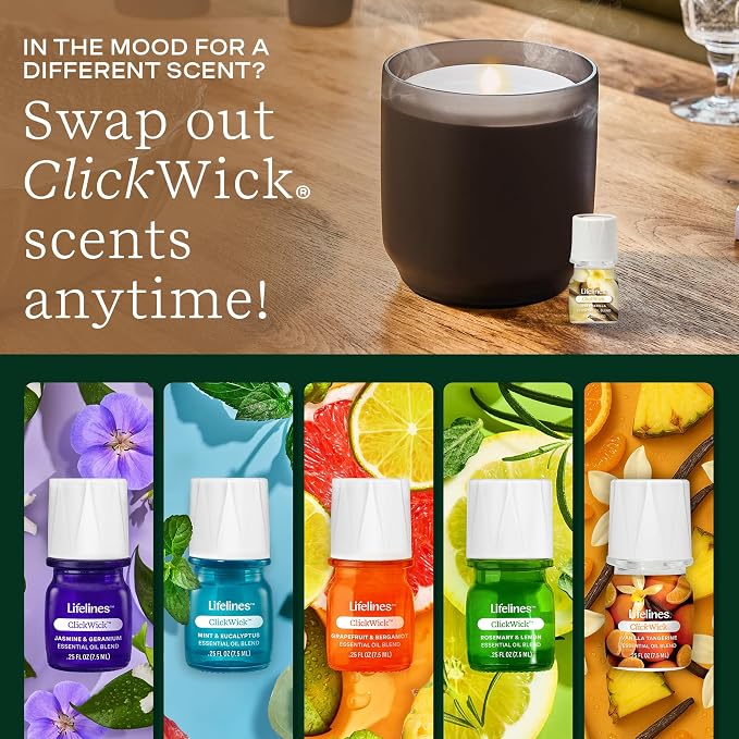 Lifelines ClickWick Essential Oil Blends for Lifelines Diffusers, 3-Pack Very Vanilla Set – Essential Oil Blend Refill for Candle, Plant & Shower Aromatherapy Diffuser – Fragrance for Diffusers