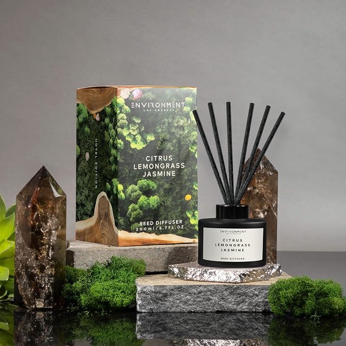 Environment Inspired by 5-Star Resort WH Reed Diffuser, 200ml Luxury Scented Aromatherapy (Citrus | Lemongrass | Jasmine) Reed Diffusers for Home, Diffusing Oil Fragrance, Home Fragrance Products