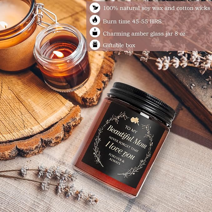 Candle Gifts for Mom from Son Daughter - Valentines Mothers Day, Love You, Birthday Gift for Her - Relaxing Aromatherapy Candles for Women, Wife, New Mom - Natural Soy Jasmine Candle for Home