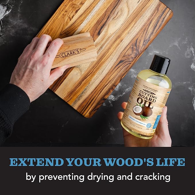 CLARK'S Cutting Board Oil - Coconut Extract Oil for Cutting Board - Made with Fractionated Coconut Oil for Kitchen Countertops, Butcher Blocks, Wooden Bowls and Utensils