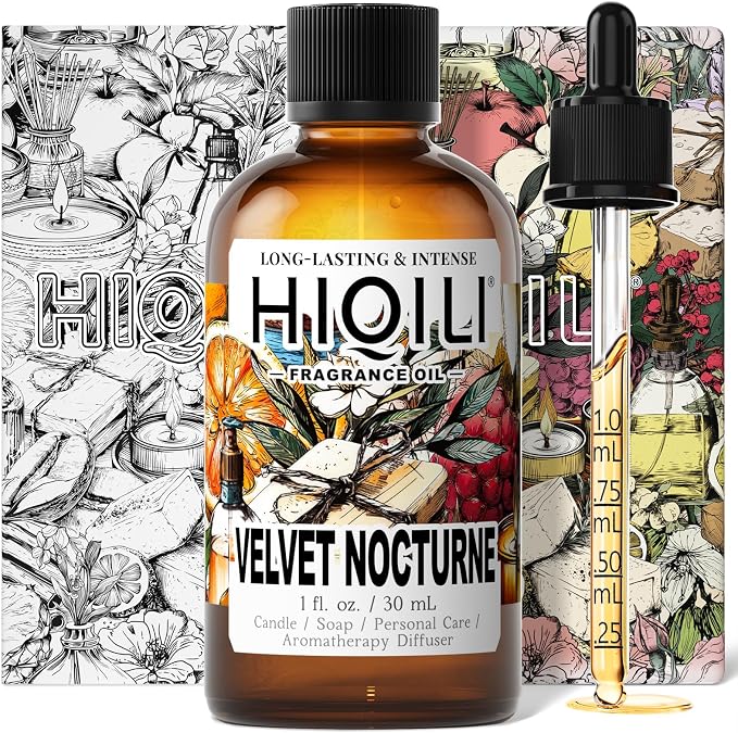 HIQILI Velvet Nocturne Fragrance Oil for Making Candle, Violet & Carnation Scents, DIY Perfume, Great for Diffuser, Long Lasting - 1 Fl Oz