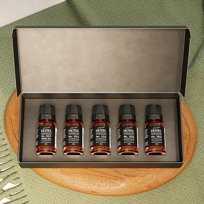 AirScent Hotel Diffuser Oil Gift Set - 5-Star Hotel Scents - 10 mL, 0.34 fl oz Fragrance Oil Set - Inspired By The Fairmont, The White Tea Hotel Scent and Other 5-Star Hotel Blends