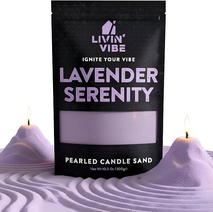 Pearled Candle Sand 10.5 oz (300g) – Lavender Serenity Scented Candle, Purple Color, Relaxing Aromatherapy, Home Decor, Stress Relief, Long-Lasting Burn