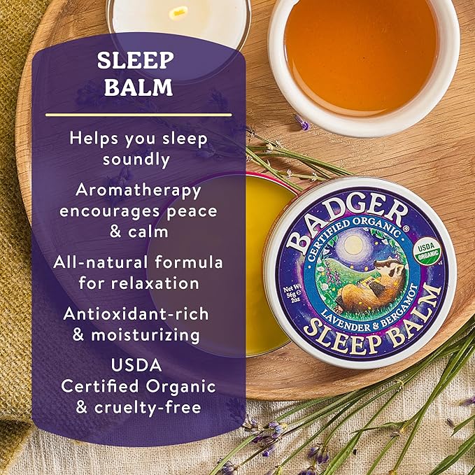 Badger - Natural Sleep Balm, Lavender & Bergamot, Relaxing and Calming Balm for Children and Adults, 2 oz