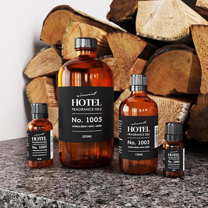AirScent Hotel Diffuser Oil No. 1005 - Vanilla Lilac Sandalwood - 120 mL | Hotel Scent Dupe - Premium Fragrance Oil for Ultrasonic and Waterless Diffusers and Crafting - 4 fl oz Dropper Bottle