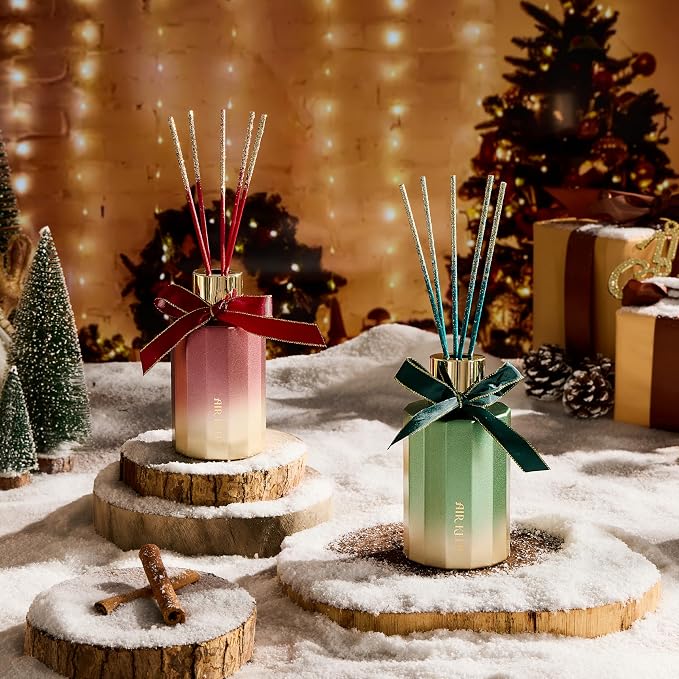 Airkeep Reed Diffuser Set - Spice Reed Diffuser with 8 Reed Sticks - Scented Oil Diffuser for Home & Office Diffuser Bathroom Shelf Decor - Ideal Gift for Holidays 7.1oz
