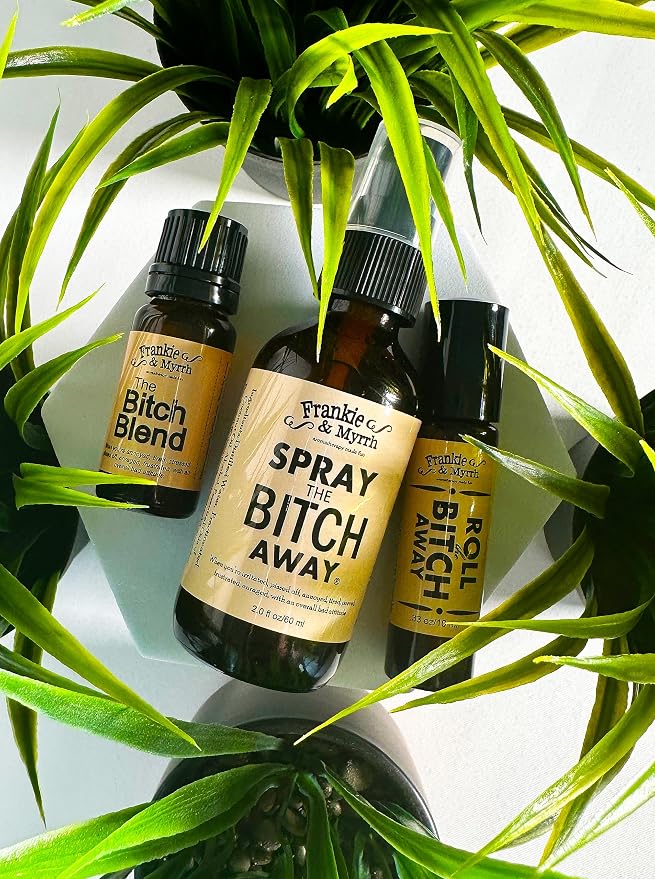 Frankie & Myrrh | The Bitch Kit Trio | Aromatherapy Spray, Roll-on and Blend for Irritability | Bergamot, Geranium, Lavender, Frankincense Essential Oils | Natural Perfume