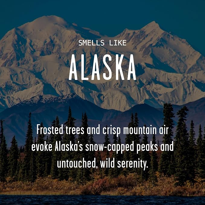 Alaska Gifts, Alaska Decor for Home - 'There's No Place Like Alaska Candle, w/Frosted Trees & Mountain Air I Alaska Souvenirs I Alaska State Gifts I 9oz Jar, 50Hr Burn, USA Made