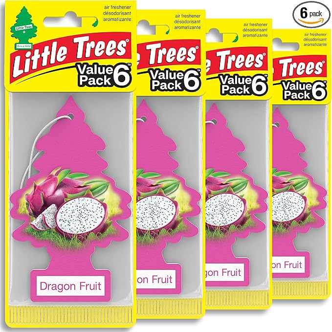 LITTLE TREES Car Air Freshener | Hanging Tree Provides Long Lasting Scent for Auto and Home | 24 Air Fresheners |Dragon Fruit