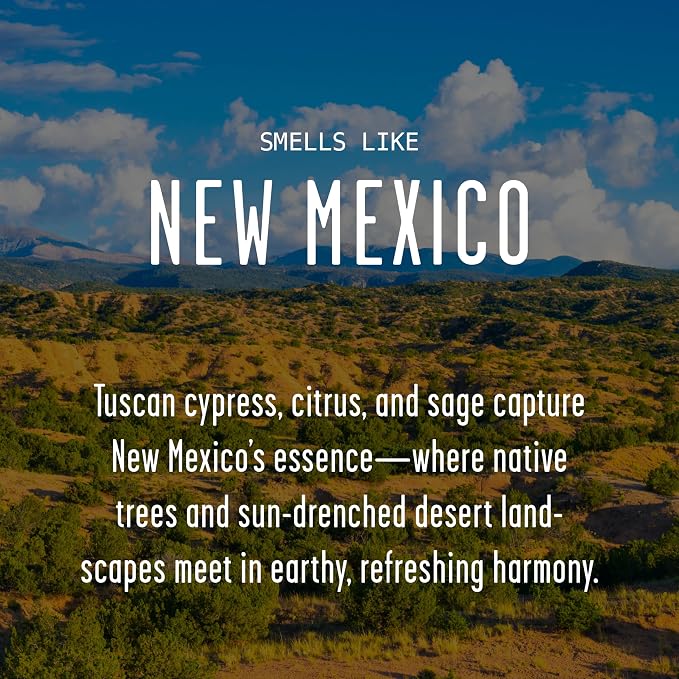 New Mexico Gifts, New Mexico Decor for Home - 'There's No Place Like New Mexico Candle, w/Tuscan Cypress, Citrus & Sage I New Mexico Souvenirs I New Mexico State Gifts I 9oz Jar, 50Hr Burn, USA Made