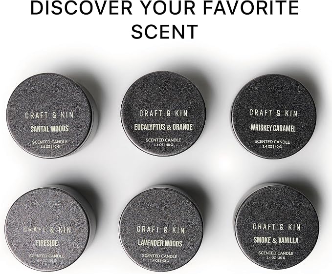 Craft & Kin Premium 6 Scented Votive Candles – Luxury Mini Natural Soy Scented Candle Gift Set with Assorted Scents – Room Decor and Aromatherapy – 15-20 Hour Burn Time Each