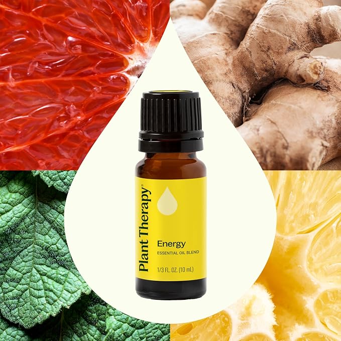 Plant Therapy Energy Essential Oil Blend 10 mL (1/3 oz) 100% Pure, Undiluted, Aromatherapy, Refreshing, Natural Energy Blend with Citrus and Peppermint