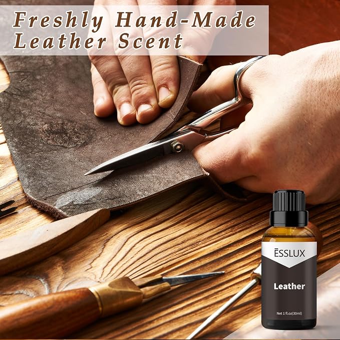 Leather Fragrance Oil - ESSLUX Aromatherapy Essential Scented Oils for Diffuser, Massage, Soap, Candle Making Scents, Perfume, Home Fragrance, 30 ml