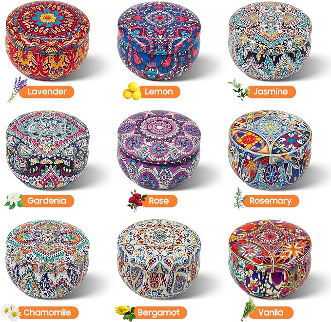 Scented Candle Gift Set,9-Pack Aromatherapy Soy Candles,No Toxic Mini Tealights with Floral Scents for Stress Relief & Relaxation,Thanksgiving Hostess Gift for Women,Birthday & Mother's Day Present