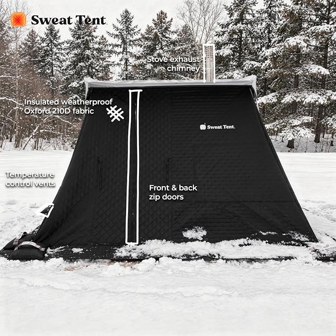 SweatTent Portable Outdoor Sauna (Extra Large) – Tent Only, Accessories Sold Separately – Wood-Fired Compatible, Quick Assembly – High-Temp Recovery Sauna for 10 Adults – Backyard & Camping Use
