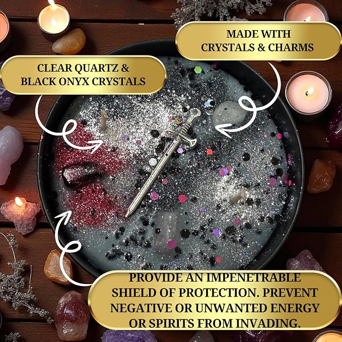 Protection Spell Candle | Coconut Wax Candle | Negativity, Psychic Attacks & Evil Intentions | Wiccan Pagan Hoodoo Conjure (14 oz)