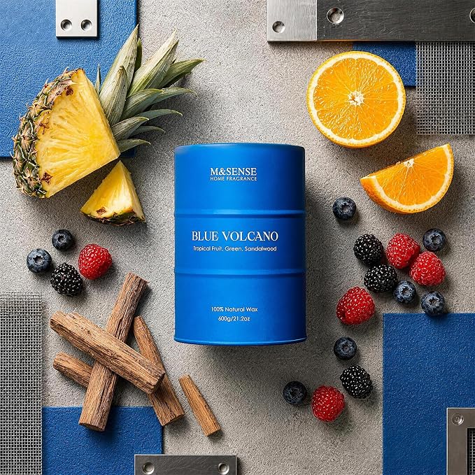 M&SENSE Tropical Fruit Soy Scented Candles Natural Non Toxic, Large Summer Candles 21.2oz 120 Hours Long Lasting Burning, Unique Candle Gifts Cozy Room Decor for Women Men