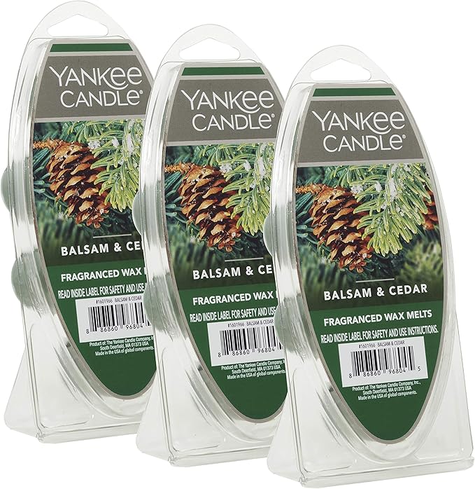 Yankee Candle Scented Wax Melts for Wax Warmers, Long Lasting Home Fragrance, Odor Eliminating_Wax Cubes, Balsam & Cedar, 6 Count (Pack of 36)