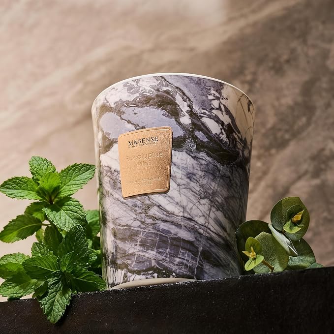 M&SENSE Extra Large Candle 35oz 150H EucalyptusMint Scented Candle, 3 Wick Highly Scented Jar Candle, XL Candles Gift for Stress Relief, Meditation, Yoga