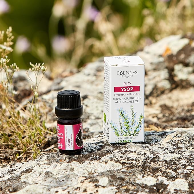 Organic Hyssop Essential Oil 1/6 Fl Oz (5ml) Hyssopus officinalis - 100% Pure and Natural Undiluted Therapeutic Grade Aromatherapy for Diffuser and Muscle Relaxation Massages