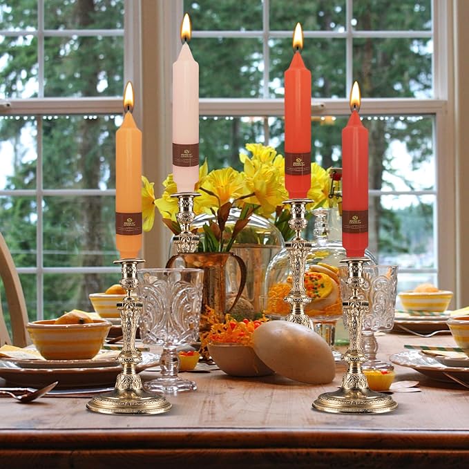4 PCS Gradient Orange Taper Candlesticks 7 inch Unscented Tapered Candles Sticks for Home Holiday Wedding Party Decoration