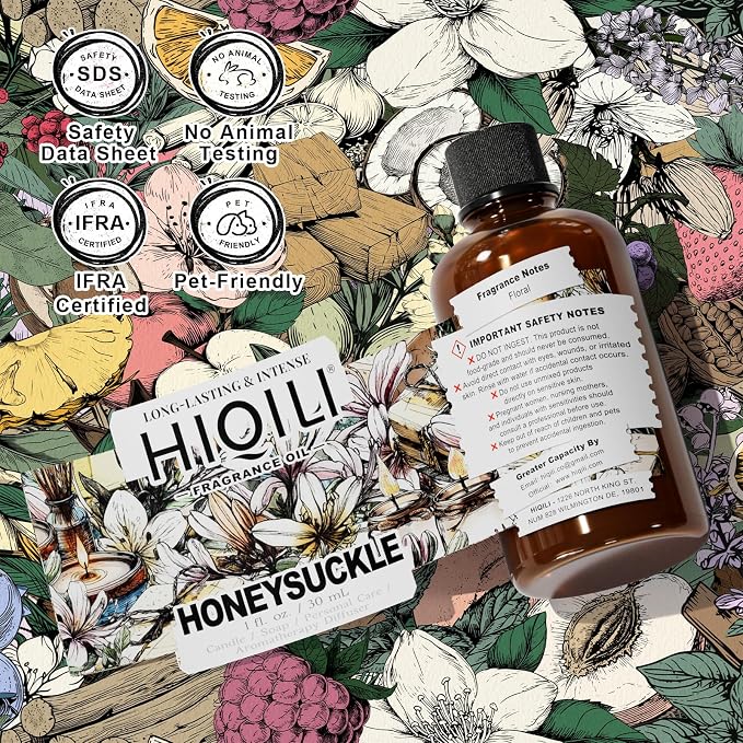 HIQILI Honeysuckle Fragrance Oil丨1 Fl Oz / 30 ML | for Home Diffuser, Prefect for Candle & Soap Making, Relaxation, Beautiful Gifts