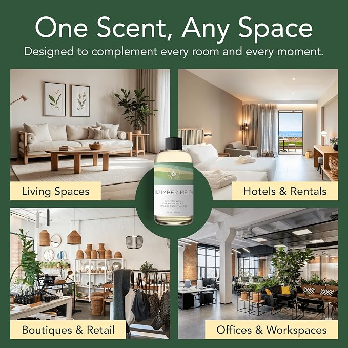 Aroma Country Cucumber Melon Diffuser Oil - Luxury Hotel Cucumber Melon Fragrance Oil for Diffuser Refill, Fresh Fruit Home Aroma Diffusers - Premium Aromatherapy Oils & Home Scent (8.5 Fl Oz)