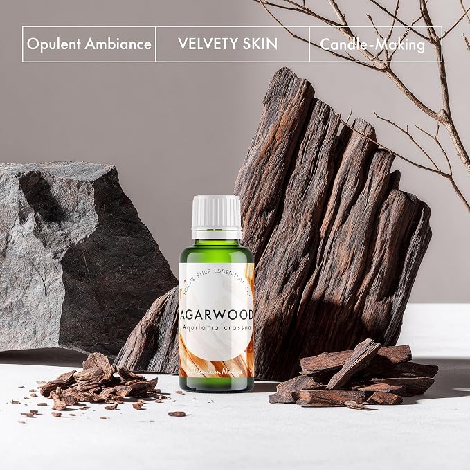 Agarwood Essential Oil for Diffusers, Skin & Massage | 100% Natural Oud Oil | Warm & Ambery Scent – Perfect for Candle Making & DIY, 10ML