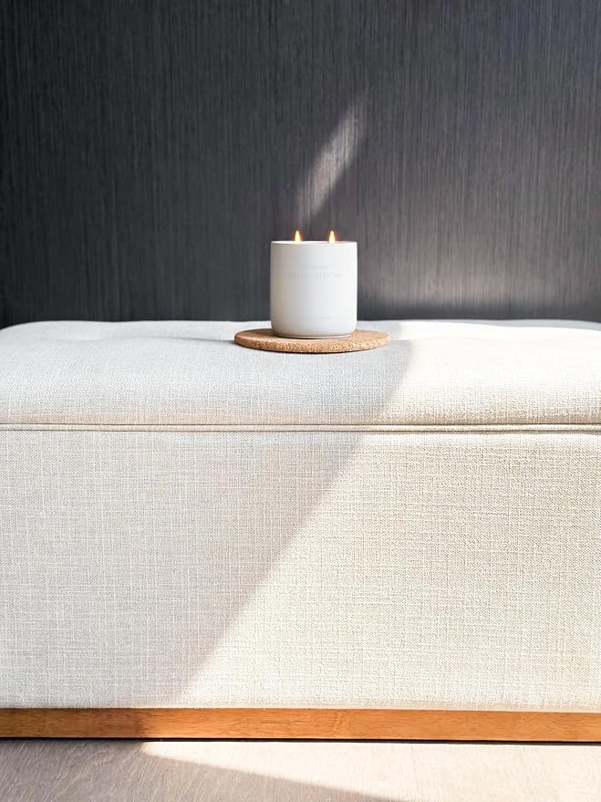 WHOLESOME. Warm Woods Scented Non-Toxic Candles for Home, 2 Wicks Natural Coconut Wax Candle Eco-Friendly, Luxury Aromatherapy Candles Stress Relief, 16 oz Large Concrete Jar, 90 Hours Burn