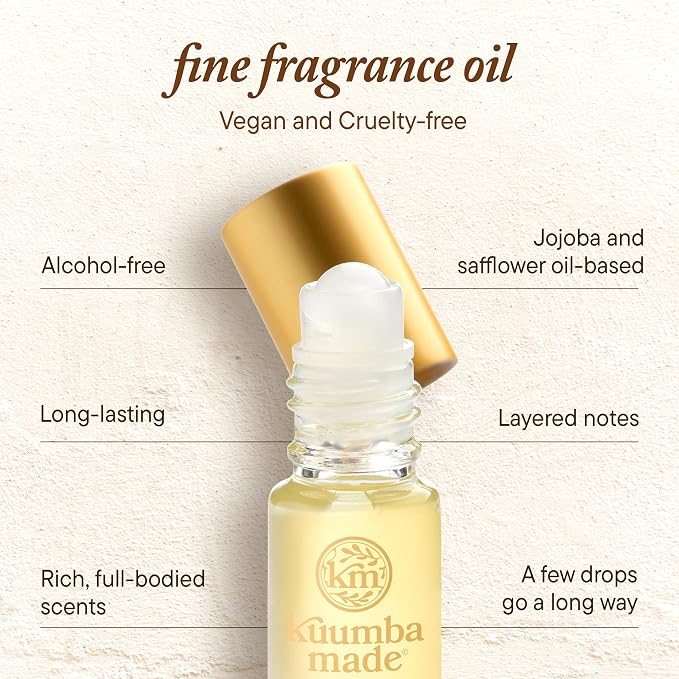 Kuumba Made Tunisian Jasmine Fragrance Oil, Long-Lasting Scented Oil Perfume Roller, Vegan, Alcohol-Free, 0.15 Fl Oz