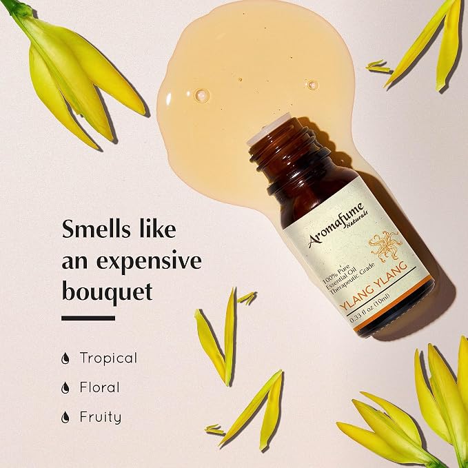 AROMAFUME Ylang Ylang Essential Oil - 100% Natural, Therapeutic Grade Essential Oils - Pure, Tropical Aromatherapy Oil for Home Diffusers - Gifts for Her - 10ml