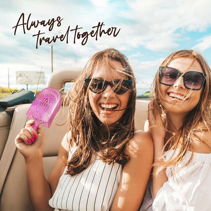 NuWay 4Hair® TravelC® U.S. Patented Single-Curve Scalp Care Travel Brush with Protective Case – Premium Portable Hair Health Tool with Heat-Resistant – Wet & Dry Use (Rose Pink)