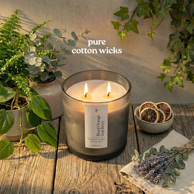 Aspen & Oak Luxury Beeswax Candle 16oz - Long Burning Pure Beeswax Candles, Non Toxic, Natural, Clean, Essential Oil Scented Organic Candles, Home Decor & Gifts - Blood Orange Goji Berry