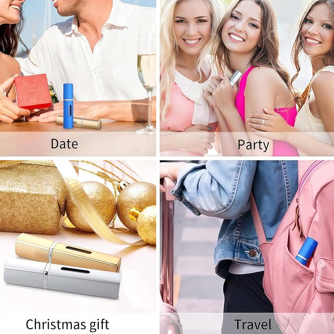 4PCS Perfume Travel Refillable Bottle, Bottom-Filling Fragrances Perfumes Atomizer, Mini Cologne Dispenser, Portable Sprayer Perfume Contianer, for Traveling of 8ML