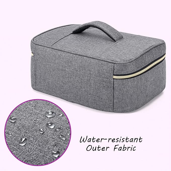 CURMIO Essential Oil Storage Case for 40 Bottles (5ml-30ml), Essential Oils Organizer Case with 2 Detachable Visible Pouches and Portable Handle, Patented Design, Gray (Bag Only)