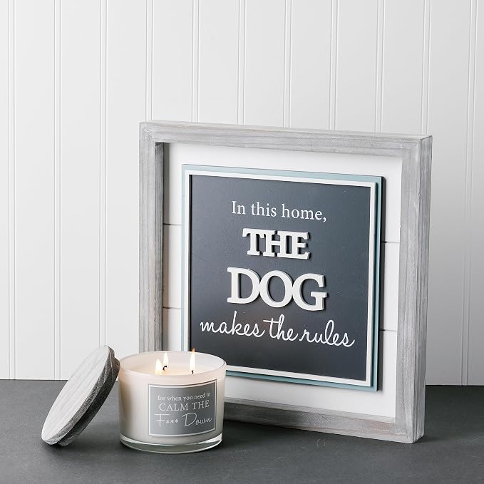 Pavilion - Calm Down 11-Ounce Soy Wax Triple Wick Candle, Fresh Cotton Scented, Funny HR Gifts, Best Coworker Gift, Funny Friend Candle, Unique Gifts for Boyfriend or Husband, 1 Count