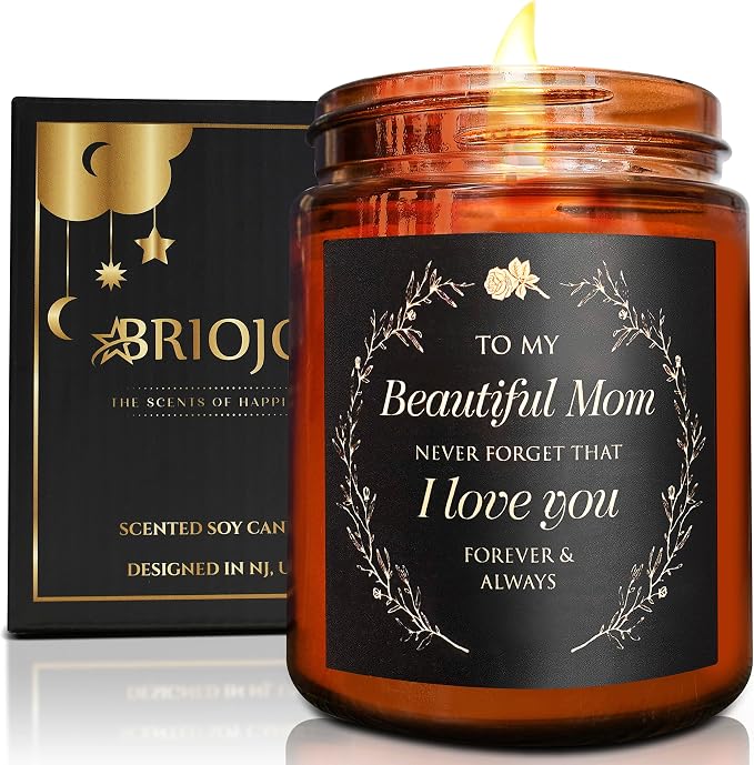 Candle Gifts for Mom from Son Daughter - Valentines Mothers Day, Love You, Birthday Gift for Her - Relaxing Aromatherapy Candles for Women, Wife, New Mom - Natural Soy Jasmine Candle for Home