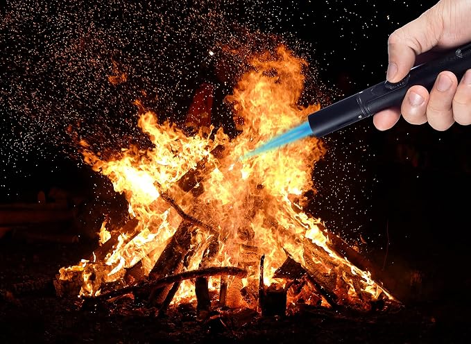 4 Pack Butane Torch Lighter, Urgrette 6-inch Refillable Pen Lighter Pencil Torch Lighter Long Torch Adjustable Jet Flame Butane Lighter for Grill BBQ Candle Camping Fireplace (Gas Not Included) Black