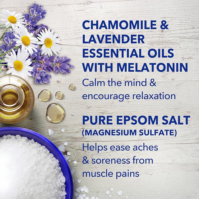 Dr Teal's Epsom Salt Magnesium Soak, Sleep Blend with Melatonin, Lavender & Chamomile Essential Oils, 3 lbs