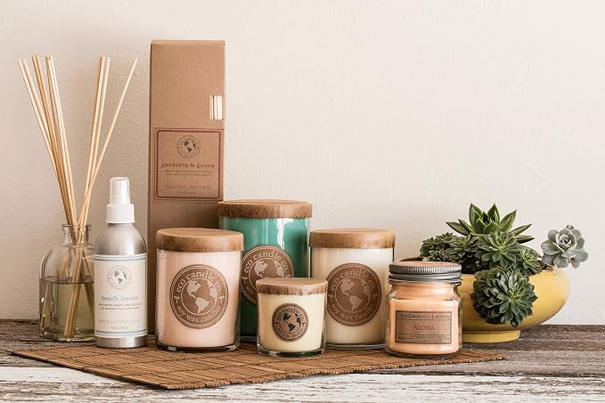 ECO CANDLE CO. Reed Diffuser Set, Botanica, 4 oz. - Scents of Pine, Lavender, & Moss - Premium Phthalate Free Fragrance & Essential Oil Blends, 12 Reeds, Recycled Box