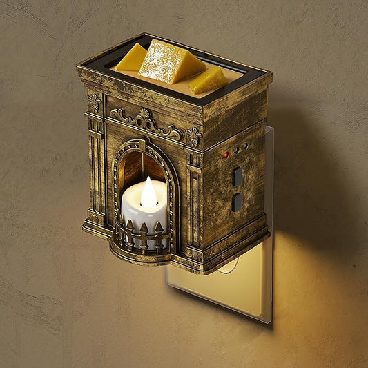 L LOHAS LED Wax Melt Warmer: Flicker Candle Night Light, Dimmable Night Light with Auto Light Sensor, Plug in Wax Melt Warmer for Scented Wax Home Fragrance Decor