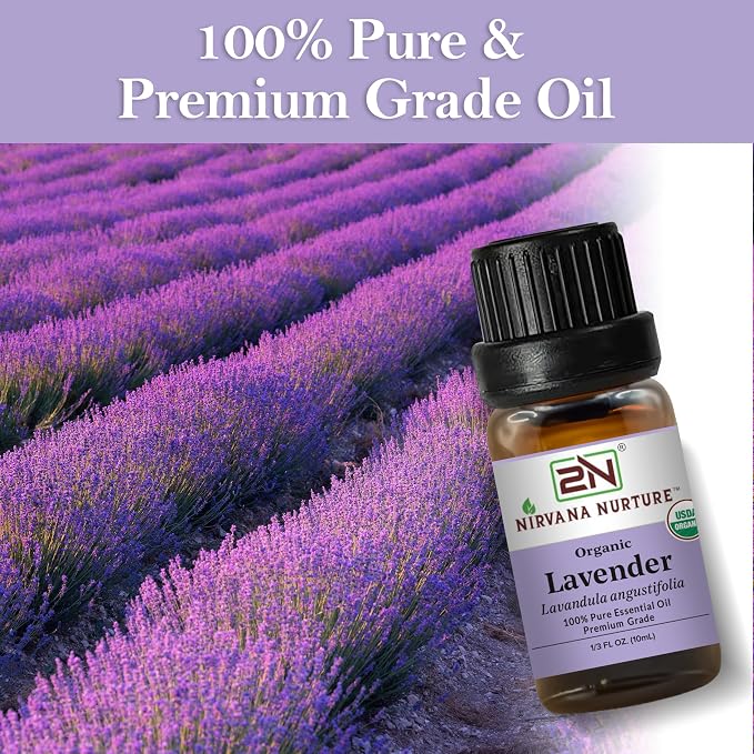 Lavender Essential Oil, USDA Certified Organic, 100% Pure Undiluted, Aromatherapy Oil for Diffuser, Hair & Skin Care