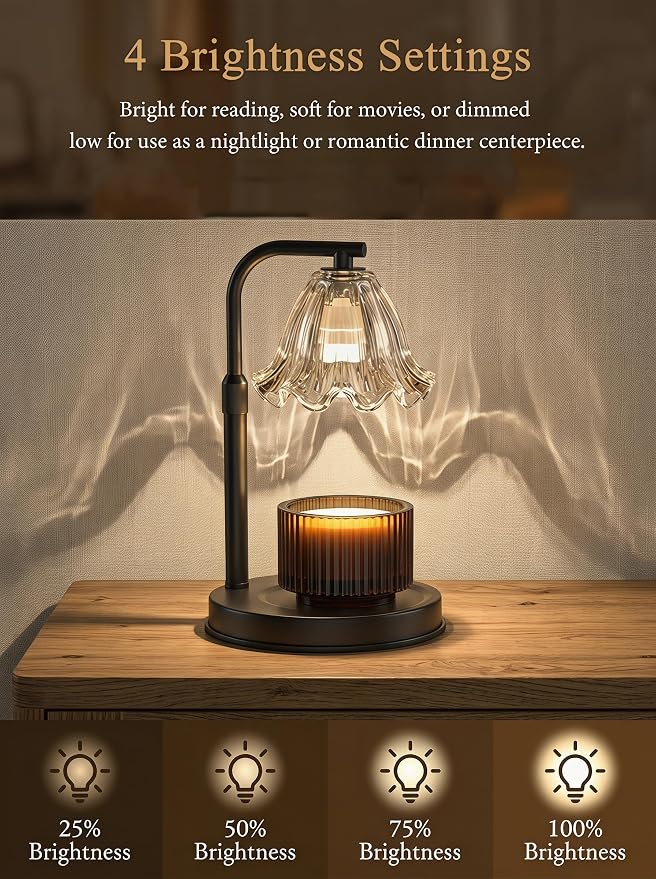 Candle Warmer Lamp with Timer, Dimmable Candle Warmer for Jar Candles, Adjustable Height Electric Wax Melt Warmer, Birthday Gifts for Women Mom Friend Sister, Housewarming Gifts New Home Decor