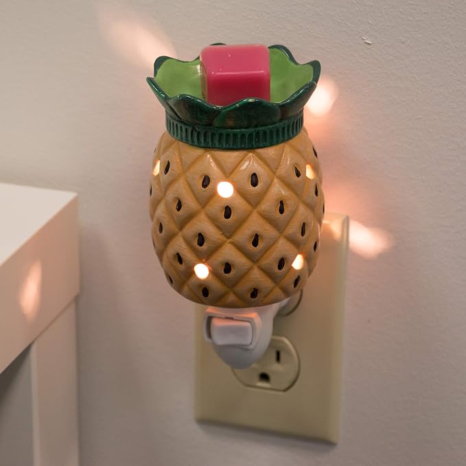 Pineapple Plug-in Fragrance Wax Melt Warmers (2Pk) - Electric Scented Candle Warmer w 4 Scented Tarts - Halogen Bulb Melts Wax & Fills Room w Fresh Scents & Night Light Glow - Mothers Day Gift for Mom