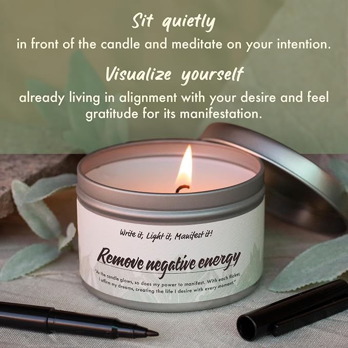 Manifest Candles, White Sage Candles for Cleansing House Negative Energy, 45 Hour Burn, Pure Sage Smudge Candle, Positive Energy Meditation Candle, Aromatherapy Candle, Spiritual Gifts, Healing Sage