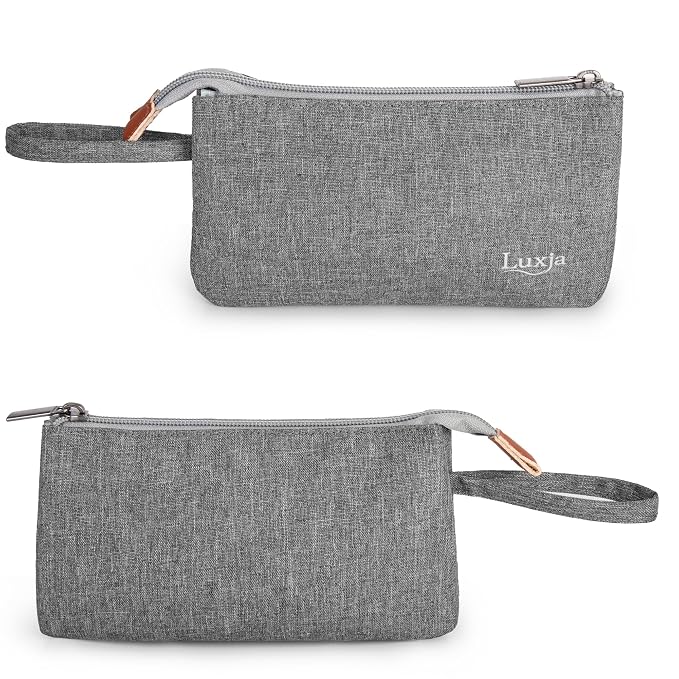 LUXJA Essential Oil Carrying Bag - Holds 9 Bottles (5ml-15ml, Also Fits for Roller Bottles), Portable Organizer for Essential Oil and Small Accessories, Gray