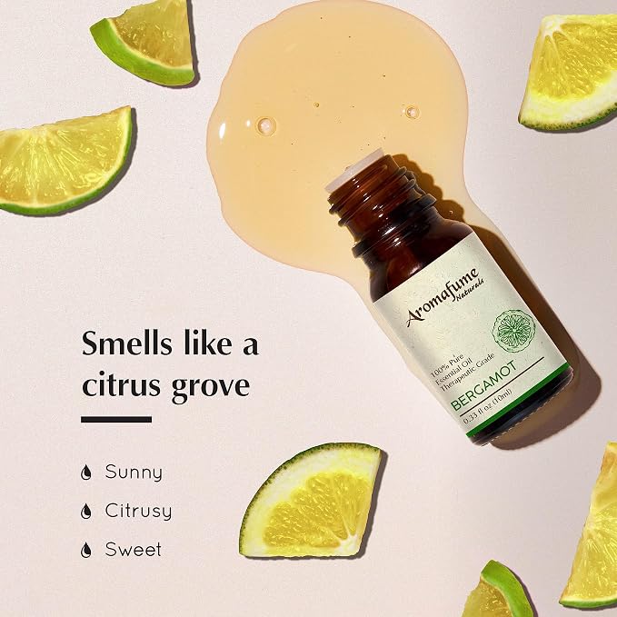 AROMAFUME Bergamot Essential Oil - 100% Natural, Therapeutic Grade Essential Oils - Pure, Soothing Aromatherapy Oil for Home Diffusers - Gifts for Her - 10ml